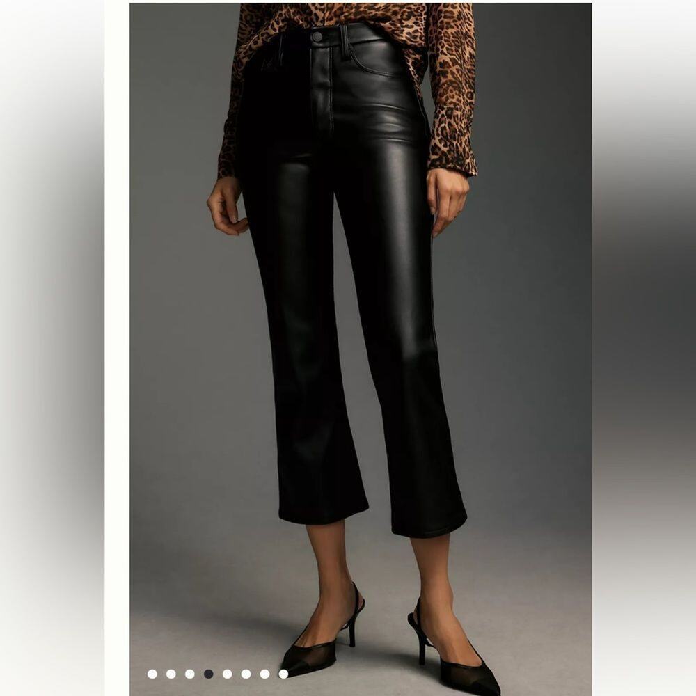 GOOD AMERICAN Black MINI BOOT Faux leather crop pants PLUS Size 22 NEW